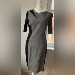 👗 Waist 30” Elie Tahari Colorblock Gray and Black Sheath Dress Size 8